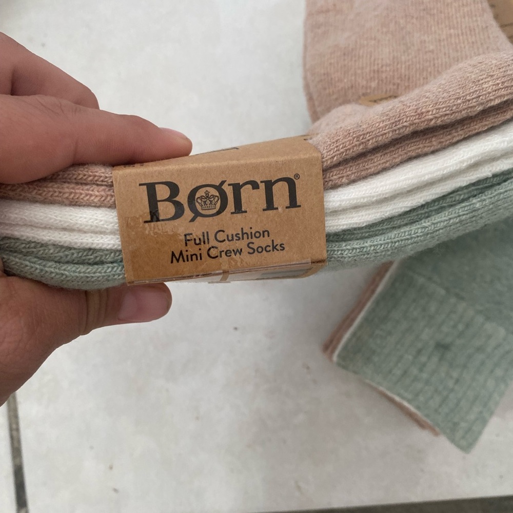 6 Pairs of Born Full Cushion Mini Crew Socks in a wool blend - Picture 3 of 5